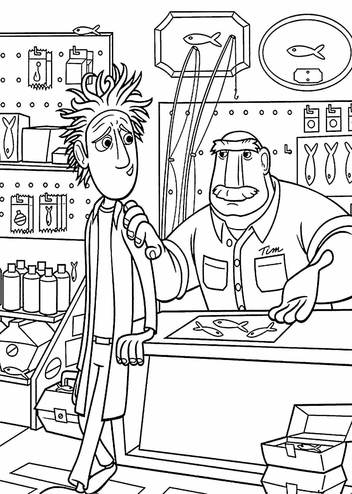 Coloring page graceful saleswoman