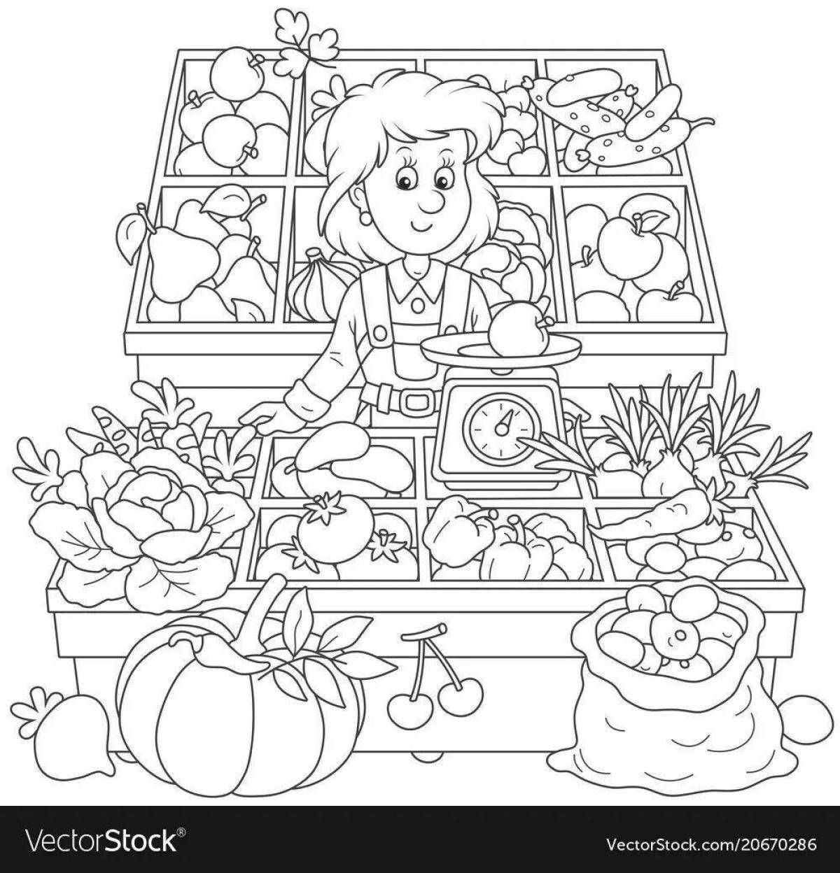 Coloring page elegant saleswoman