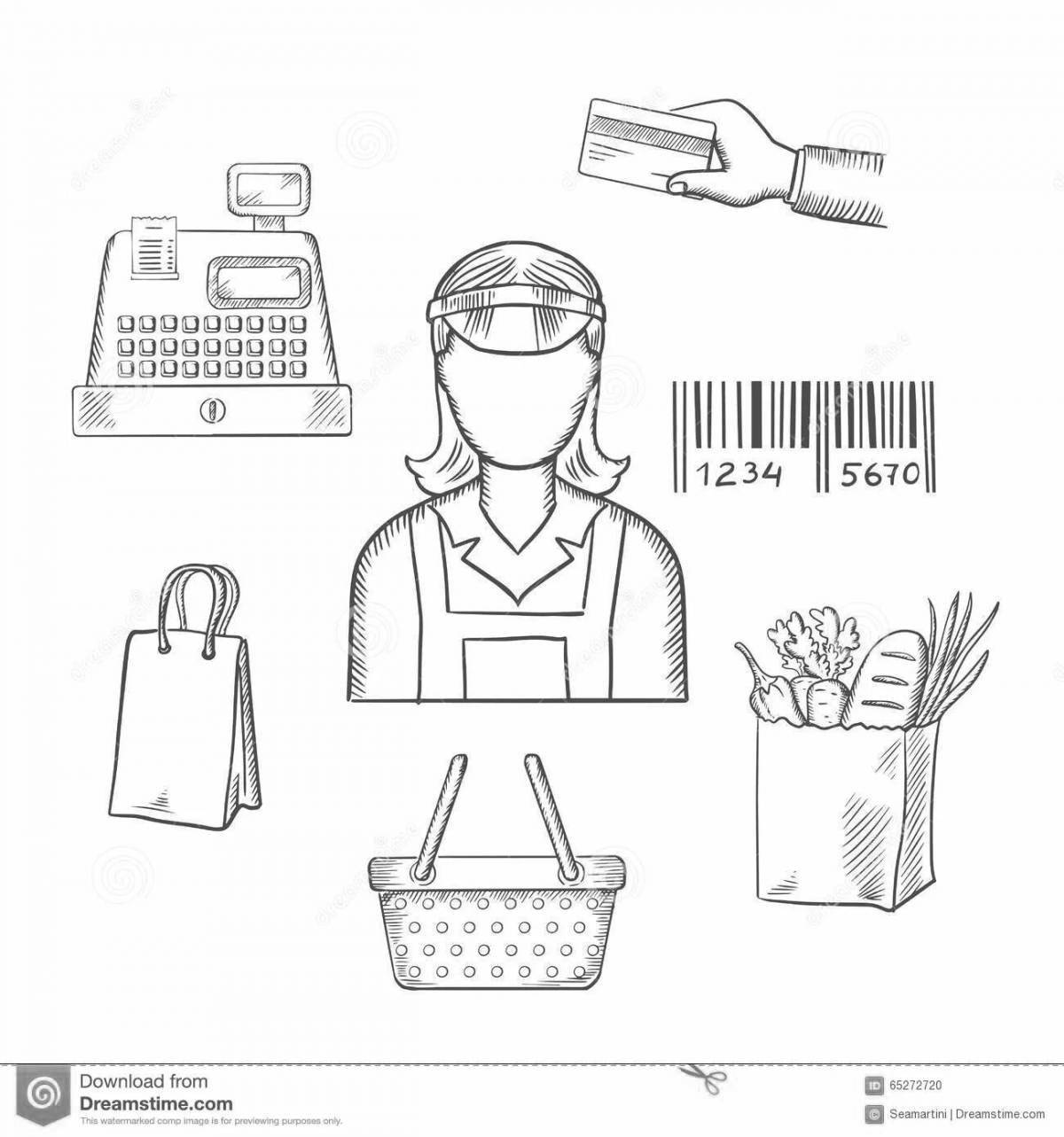 Coloring book exquisite saleswoman