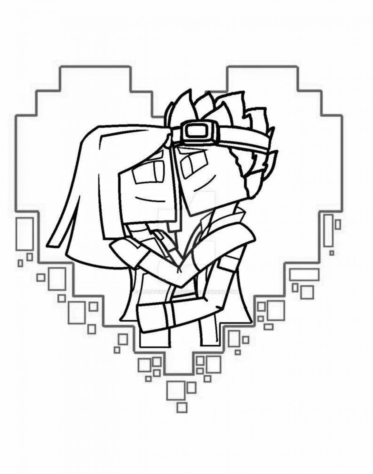 Mojang coloring page shimmering with color