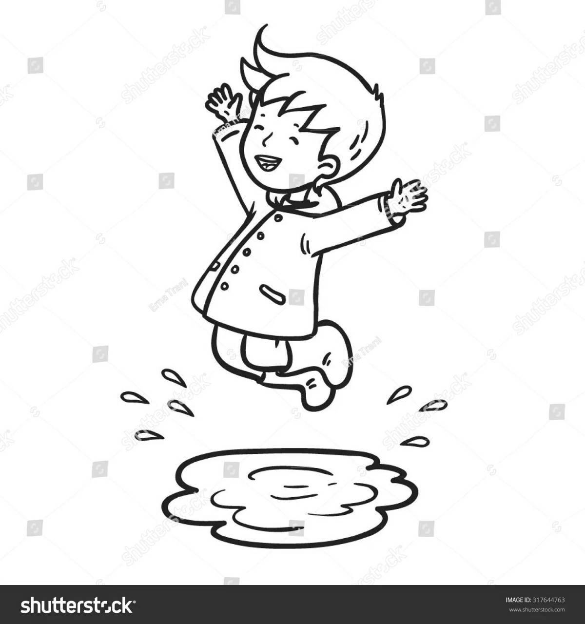 Adorable puddle coloring page