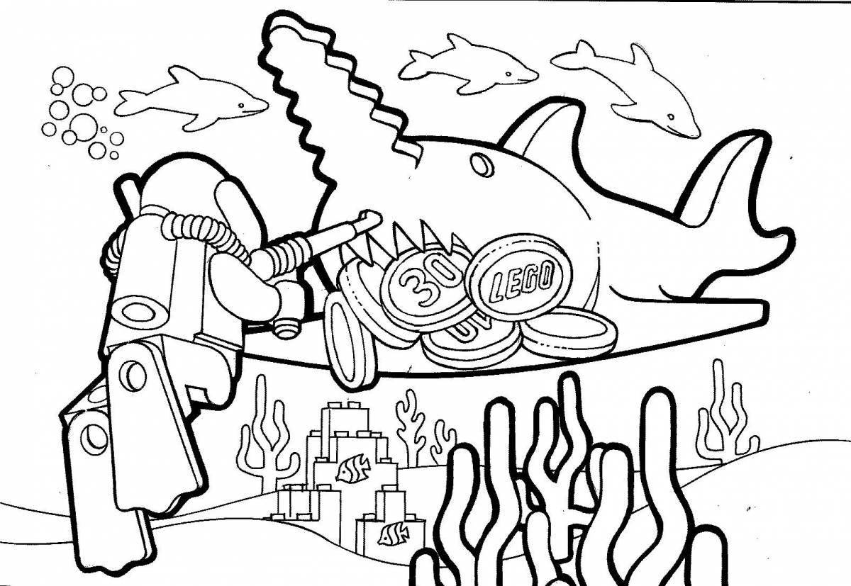 Coloring page playful scuba diver