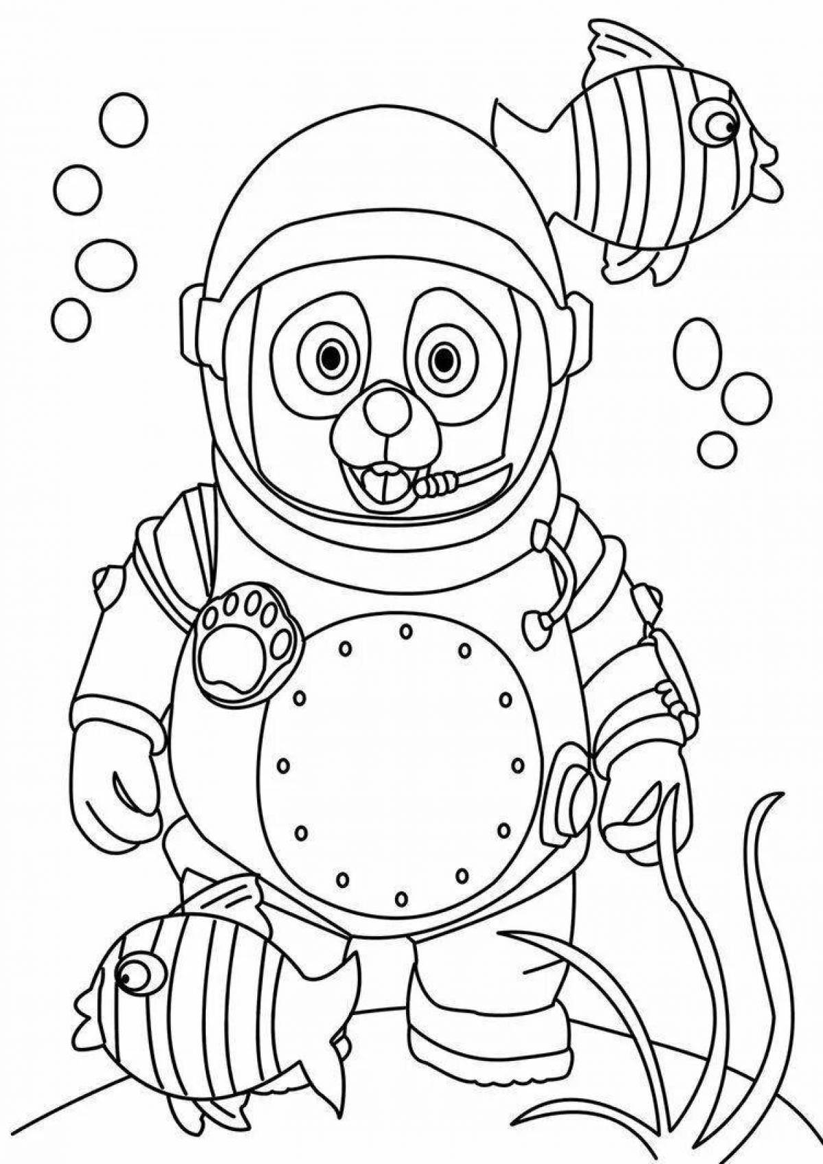 Exciting scuba diver coloring book