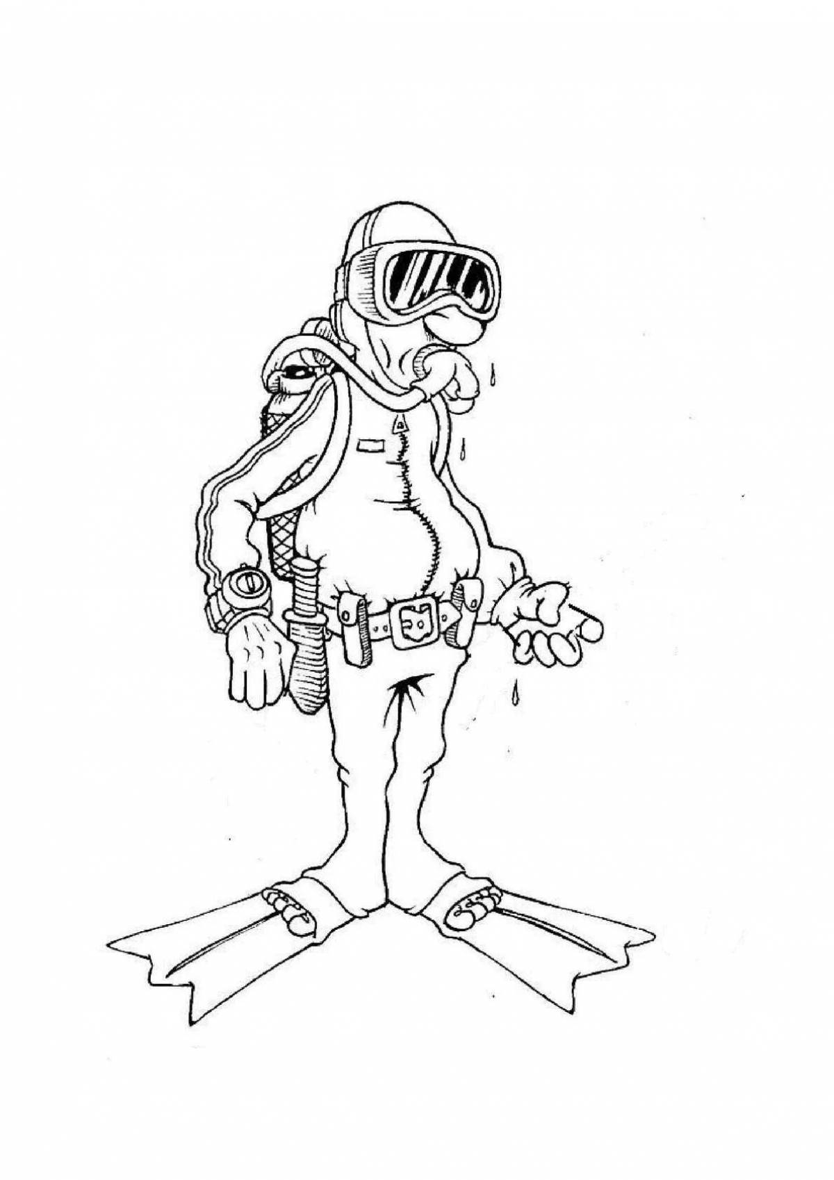 Coloring page nice scuba diver