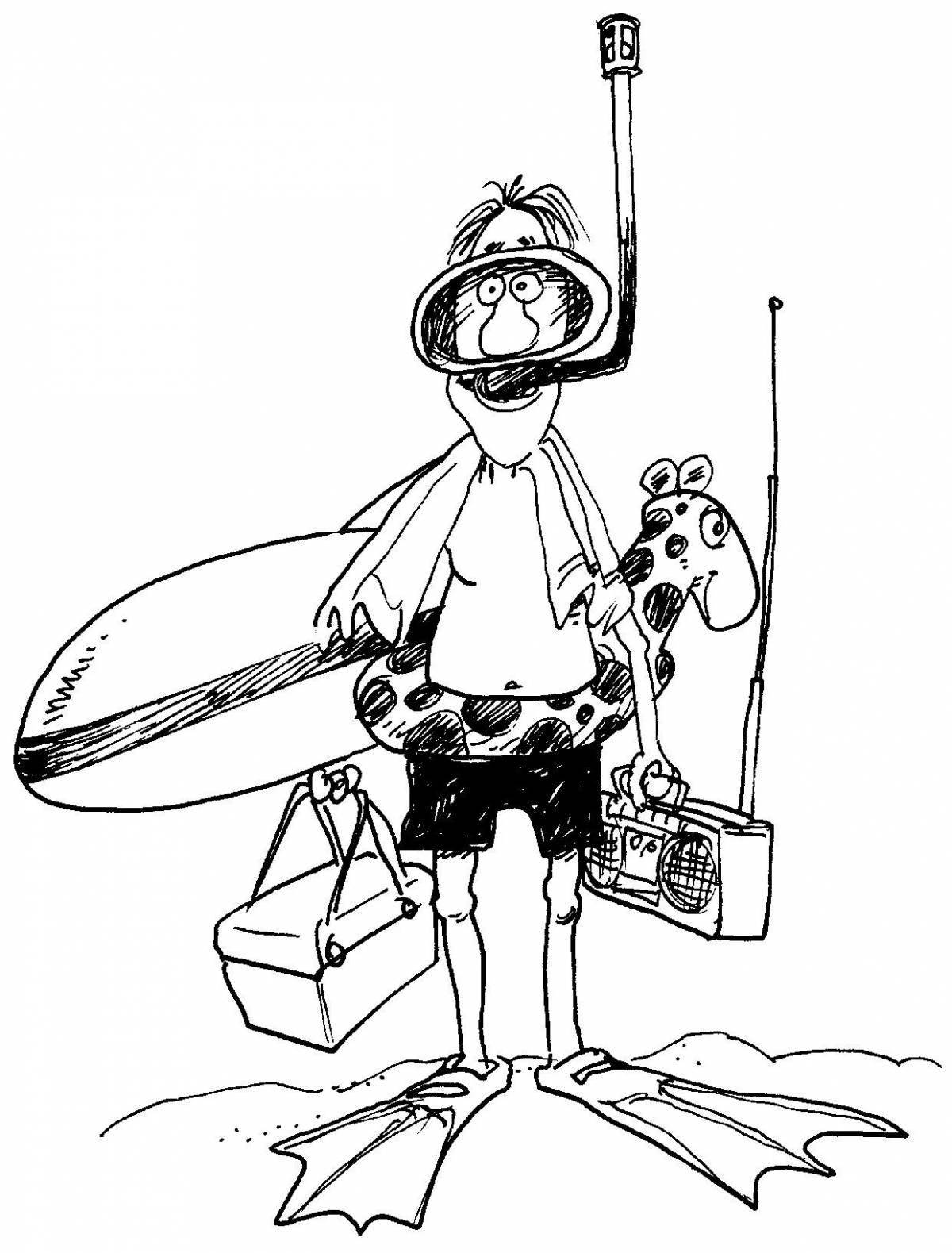Coloring page superb scuba diver