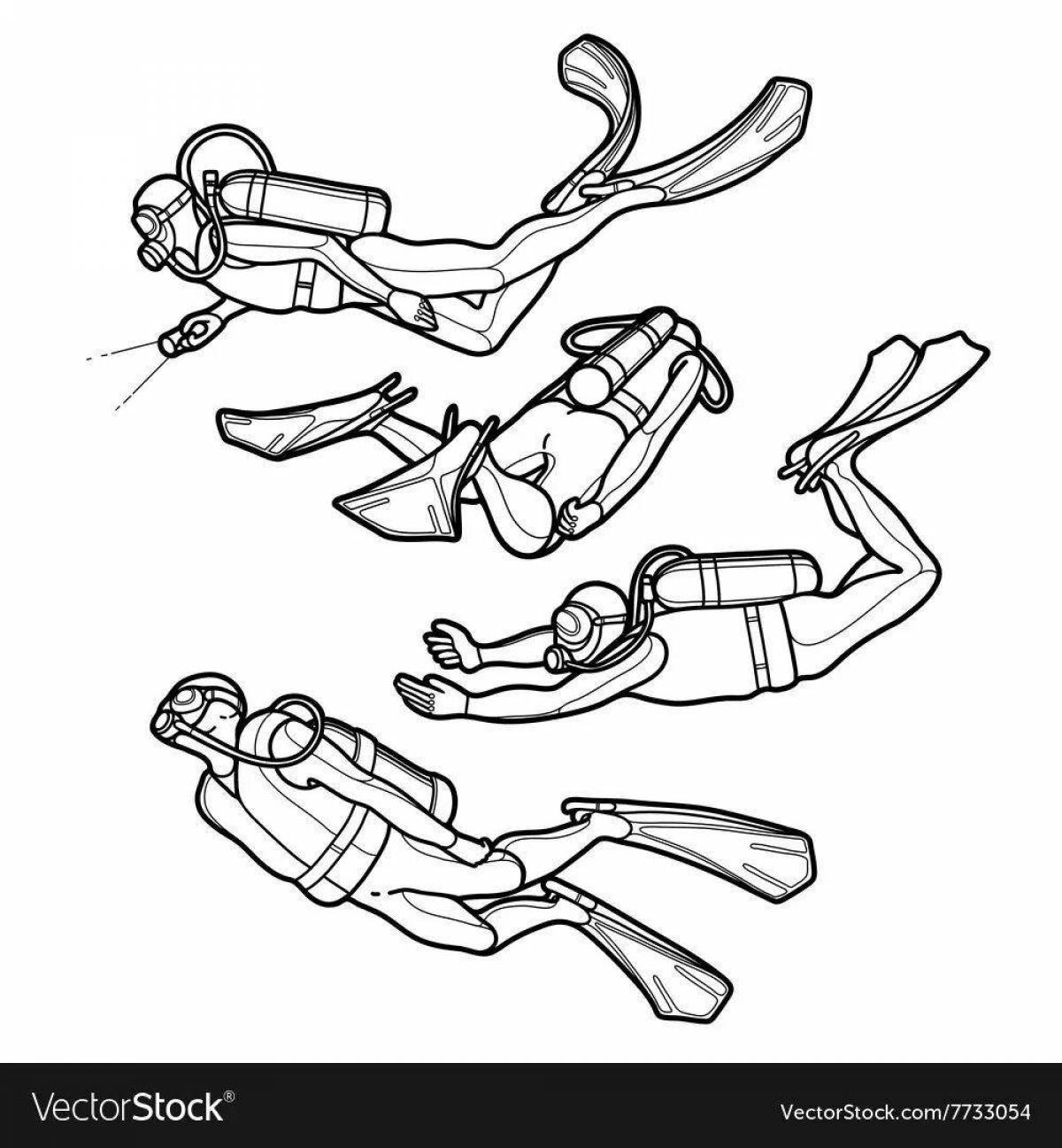 Scuba diver inspirational coloring book