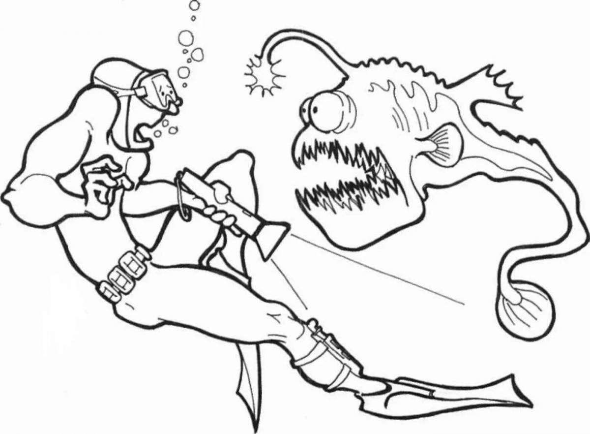 Scuba diver live coloring page