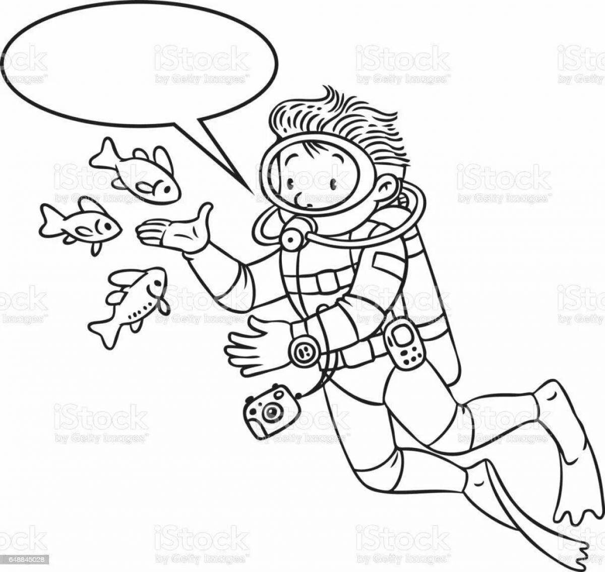 Coloring page wonderful scuba diver