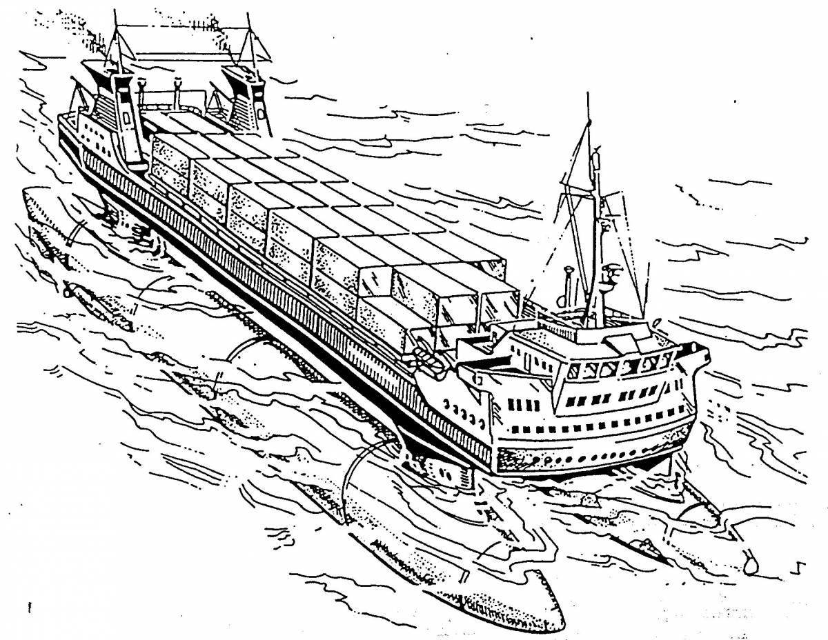 Exquisite tanker coloring page