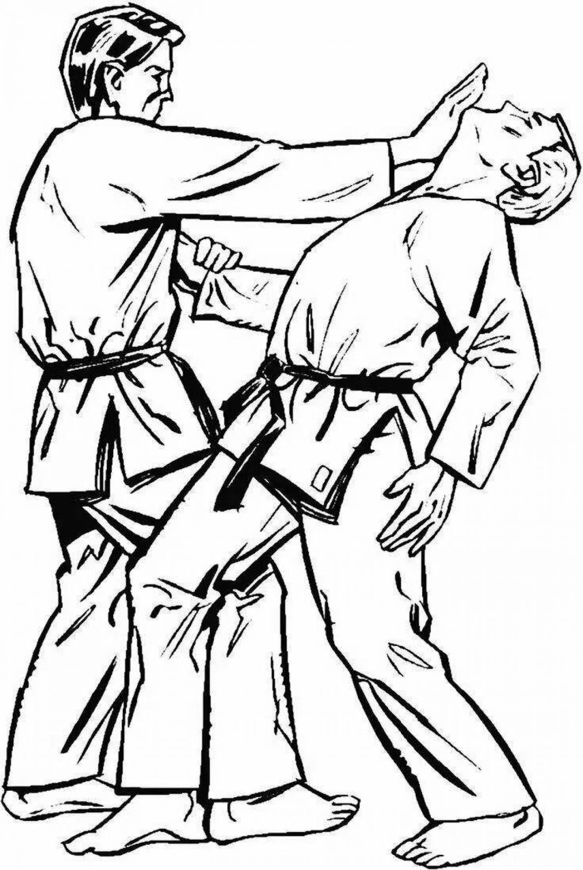 Анимированная страница раскраски дзюдоистов