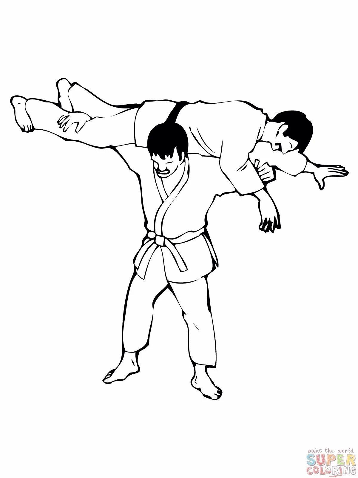 Coloring page charming judoka