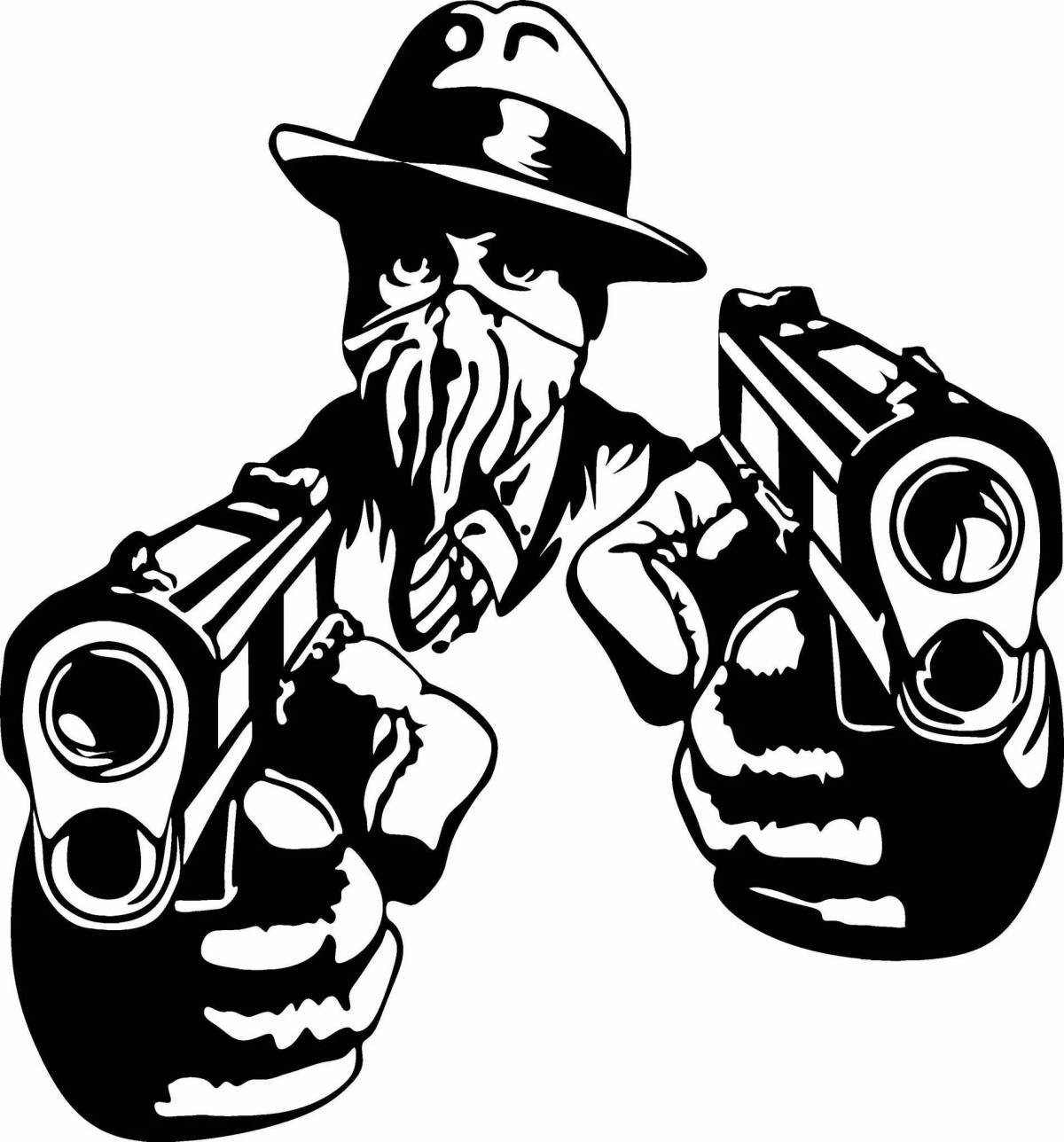 Dynamic gangster coloring page