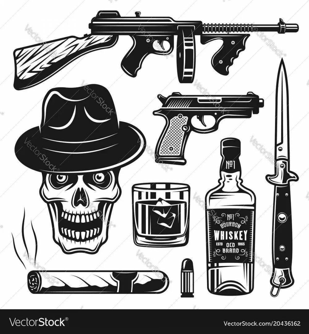 Attractive gangster coloring book