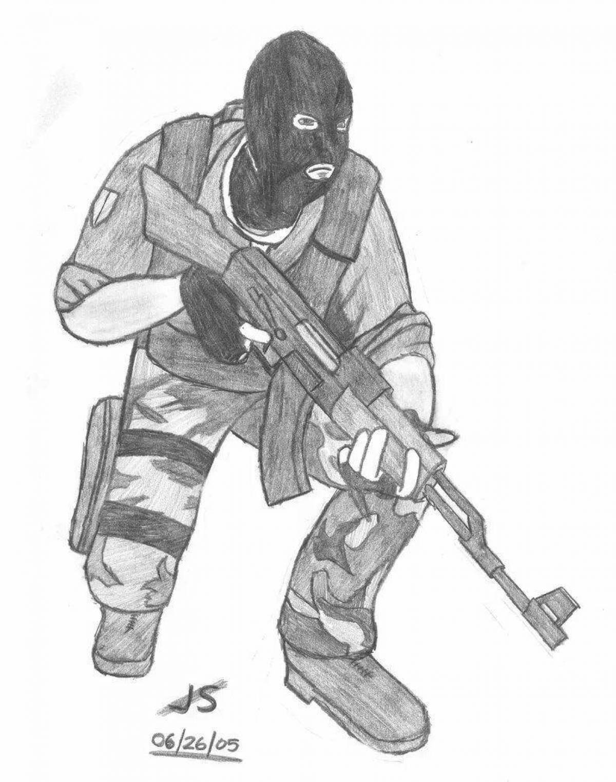 Красочная раскраска террорист
