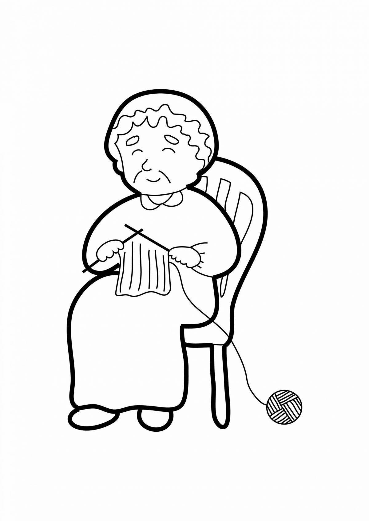 Photo Delightful coloring old lady