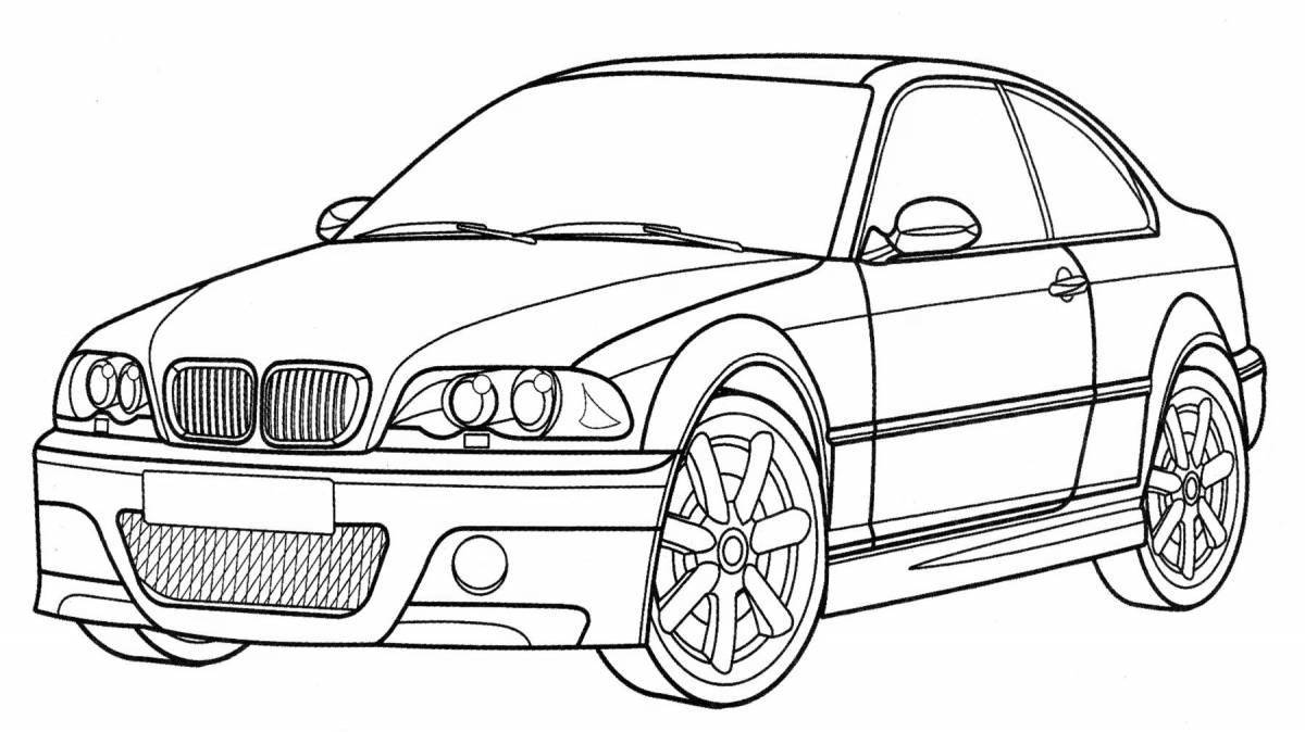 Colorful coupe coloring page