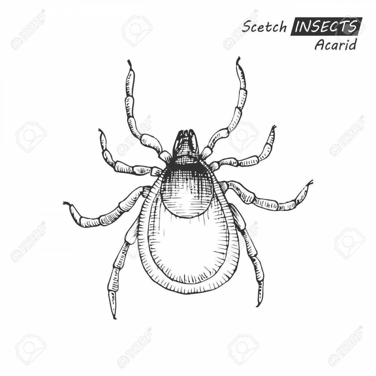 Adorable tick coloring page