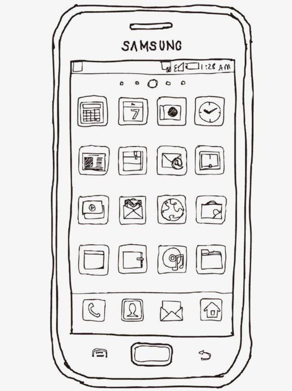 Срисовка с телефона на бумагу. Смартфон для раскрашивания. Раскраска тeлeфон. Раскраска приложение. Мобильный телефон раскраска.