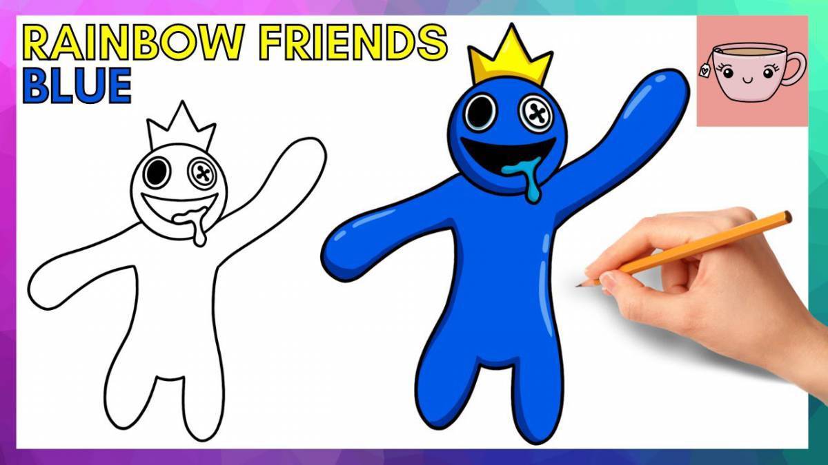 Синий радужный друг рисовать
