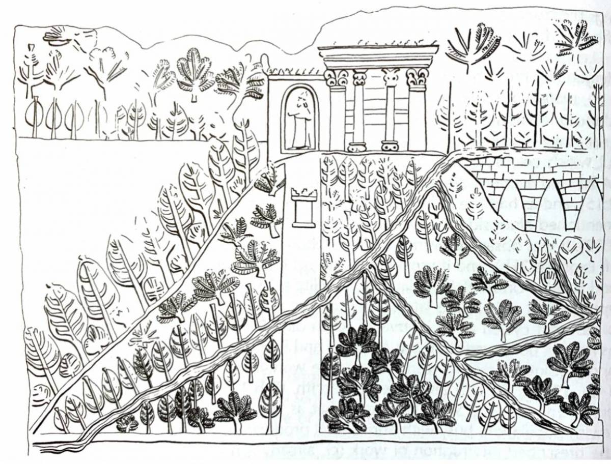 Висячие сады Семирамиды в Вавилоне раскраска