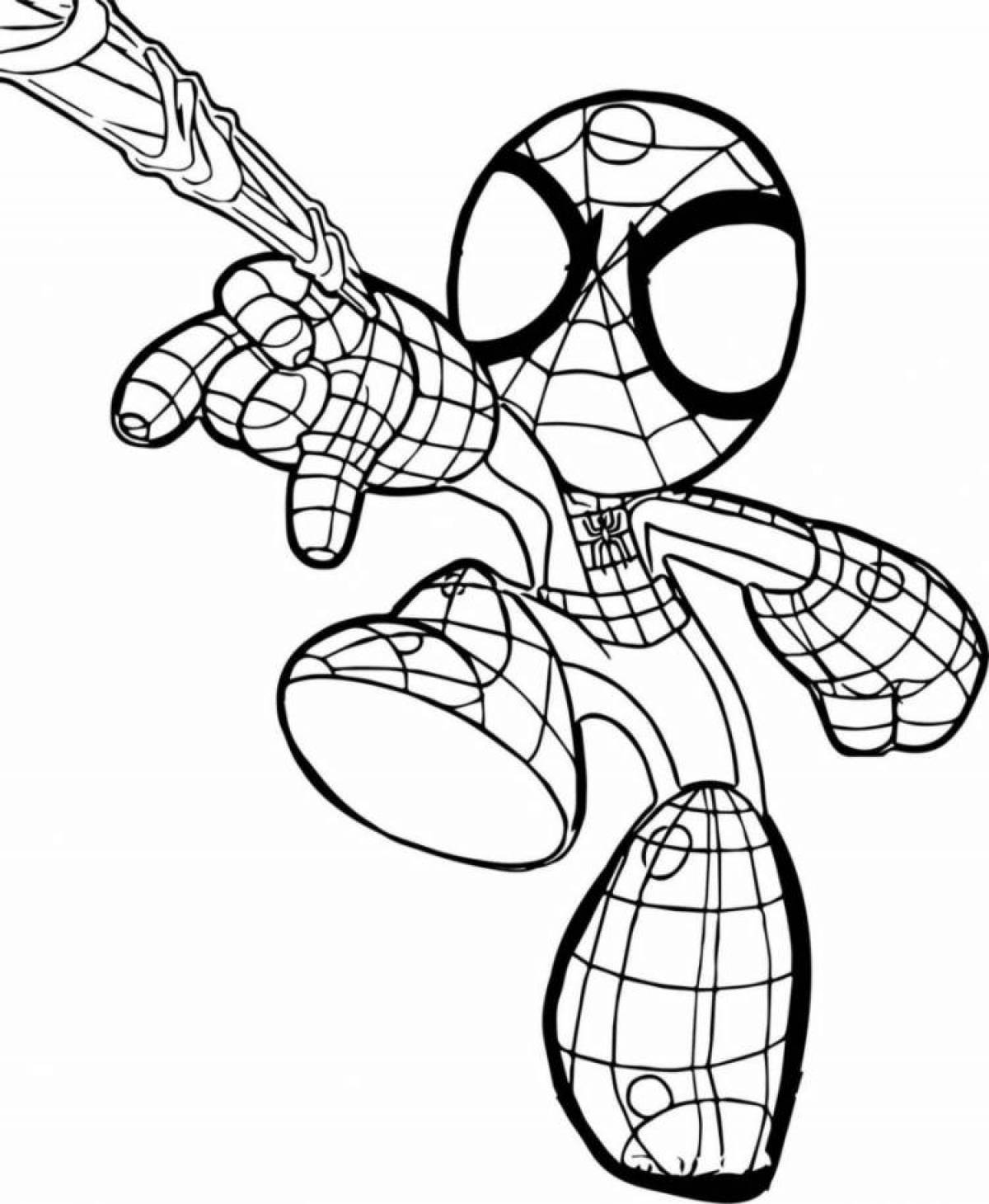 Spiderman's wonderfully detailed coloring page