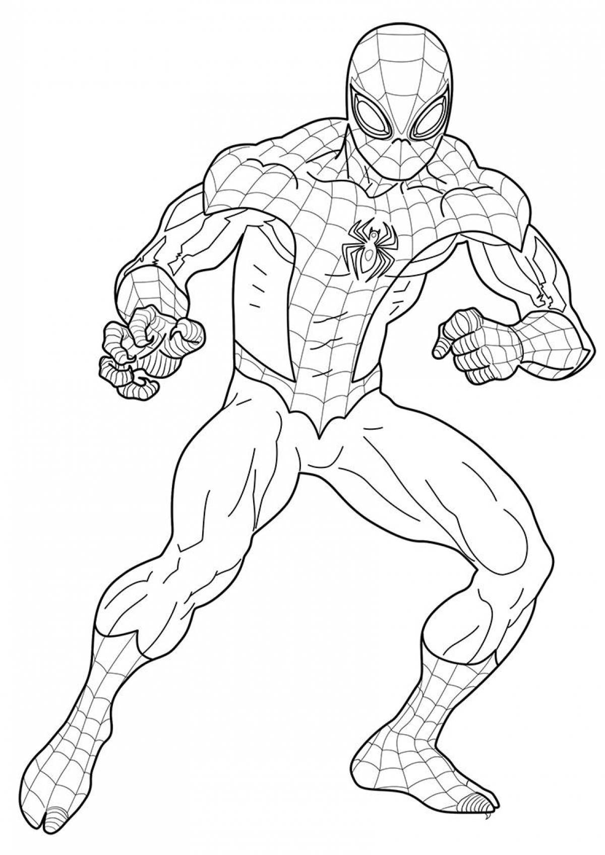 Spiderman's highly detailed coloring page