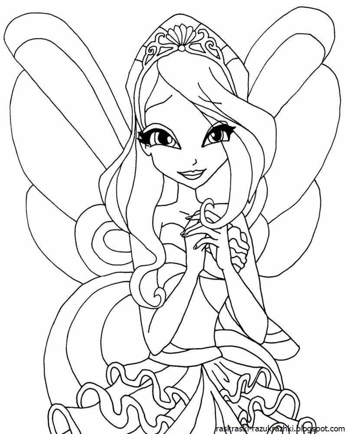 Joyful winx fairy coloring