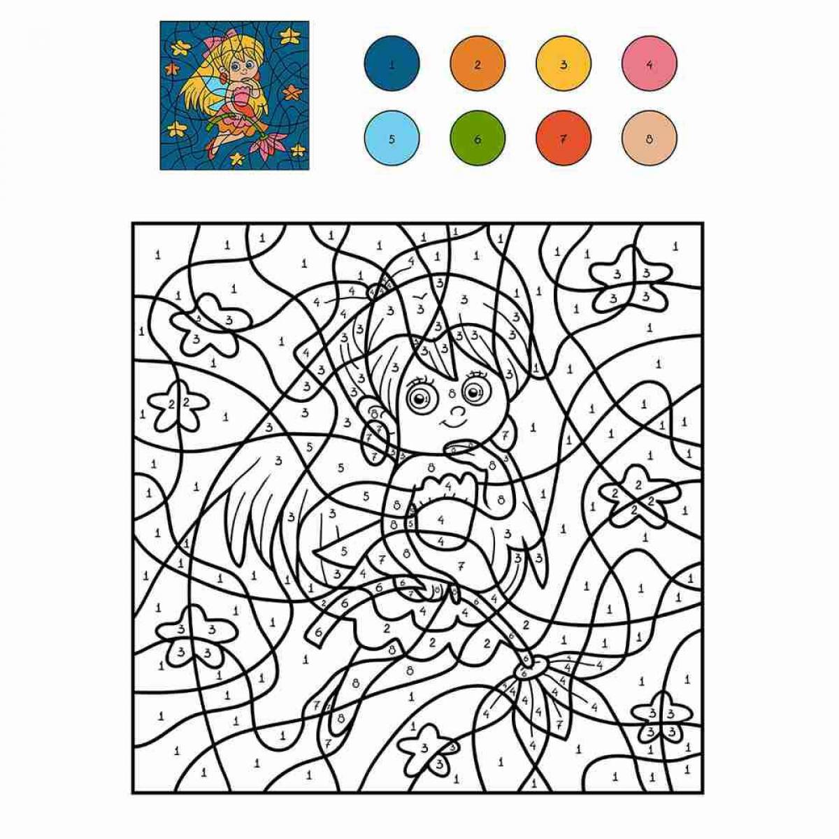 Fun coloring book with numbers