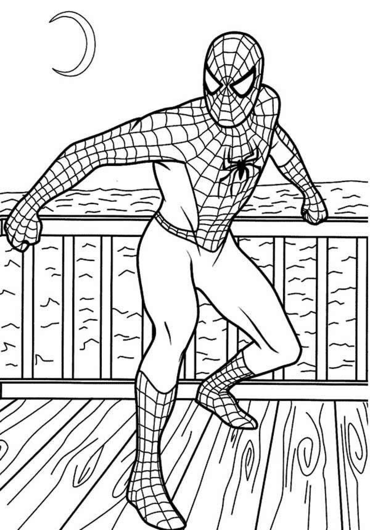 Radiantly coloring page spider-man