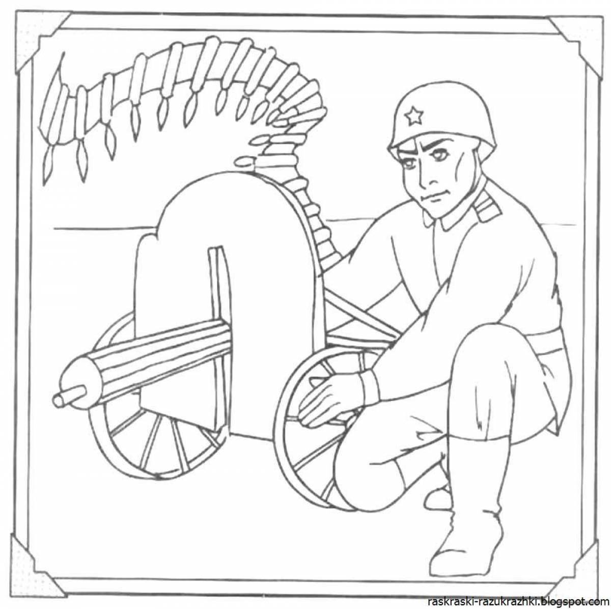 Detailed war coloring page