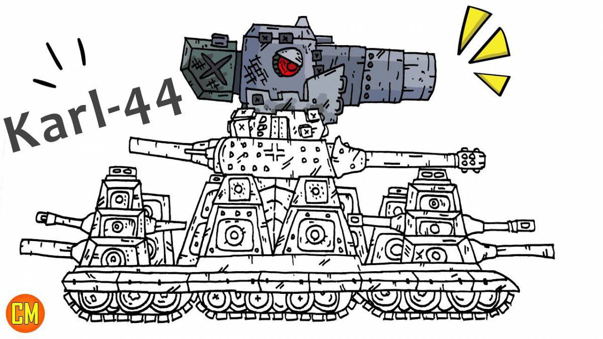 Красочный танк с большими глазами