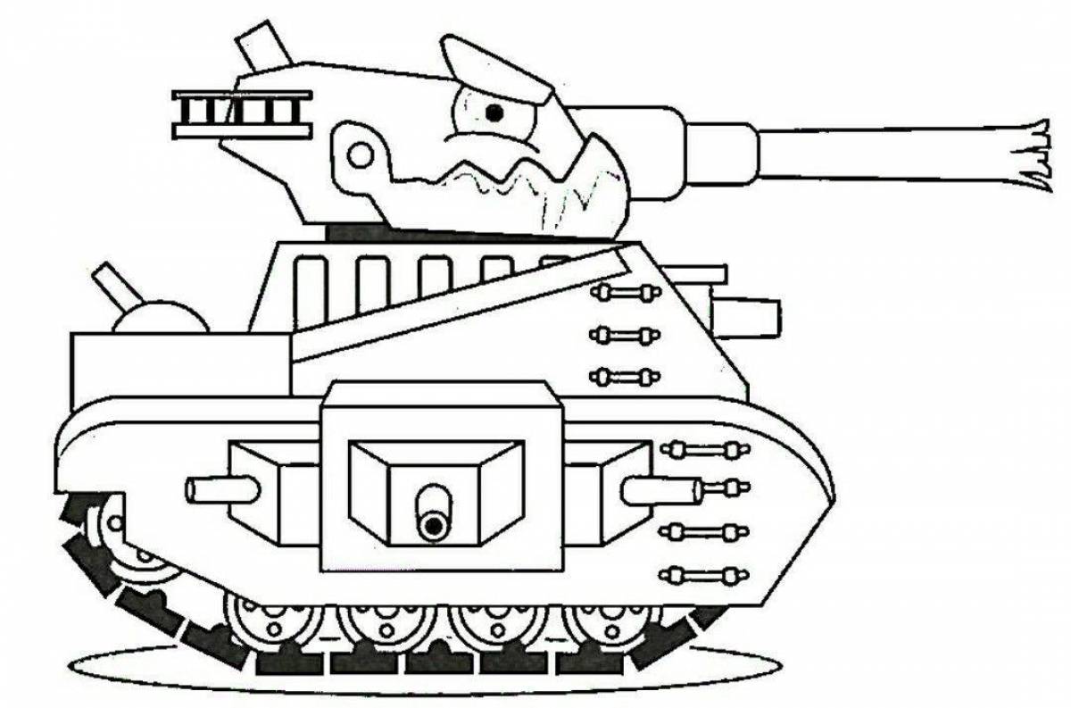 A cheerful tank with beckoning eyes