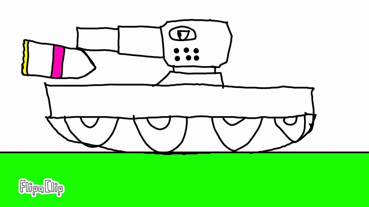 Animated tank with charming eyes