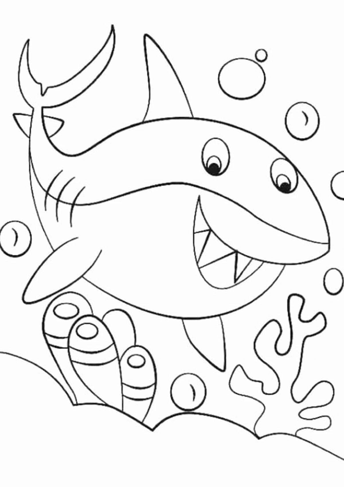 Раскраска веселая акула