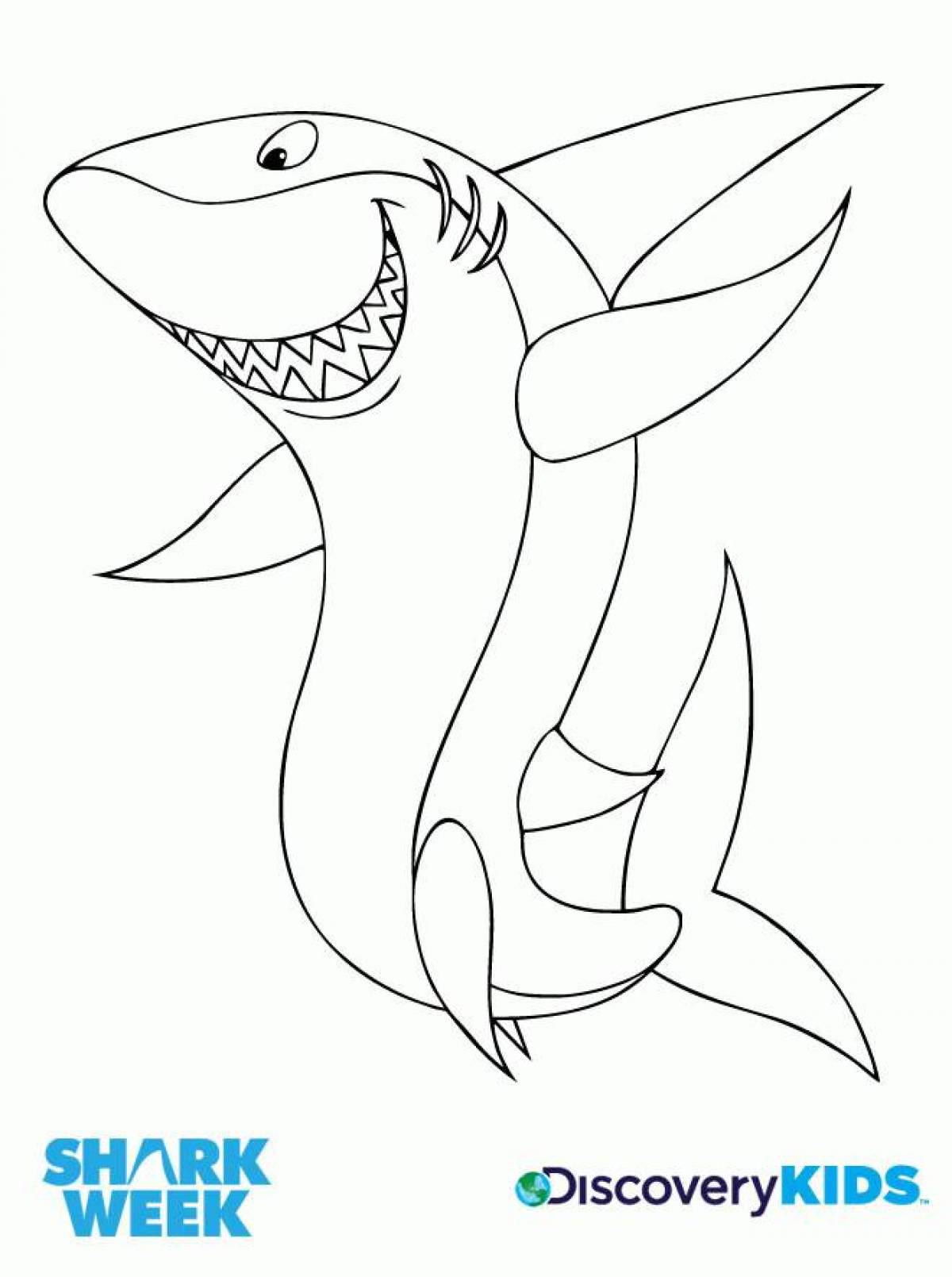 Fancy shark coloring page