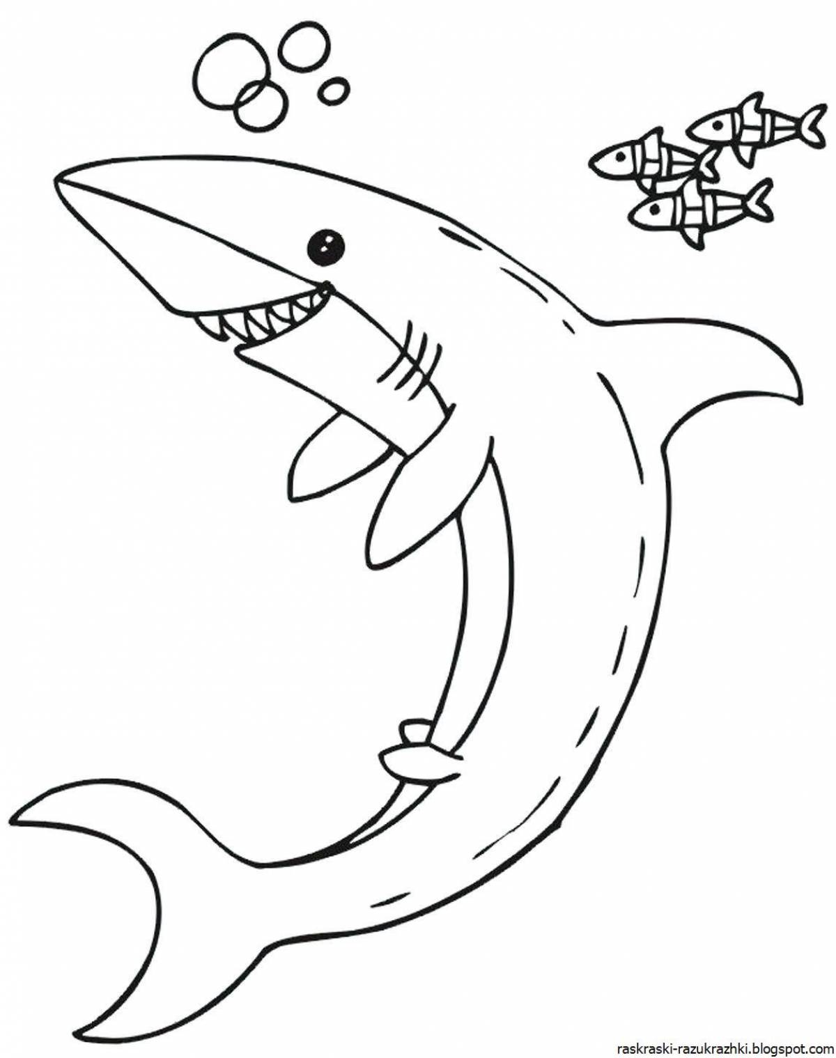 Славная страница раскраски детеныша акулы