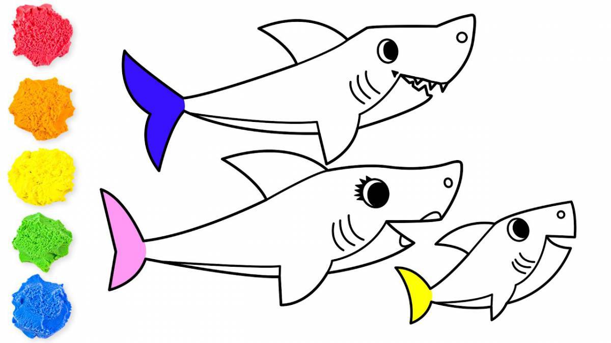 Glitter shark coloring page