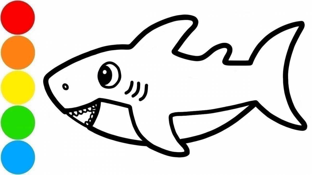 Cute little shark coloring page