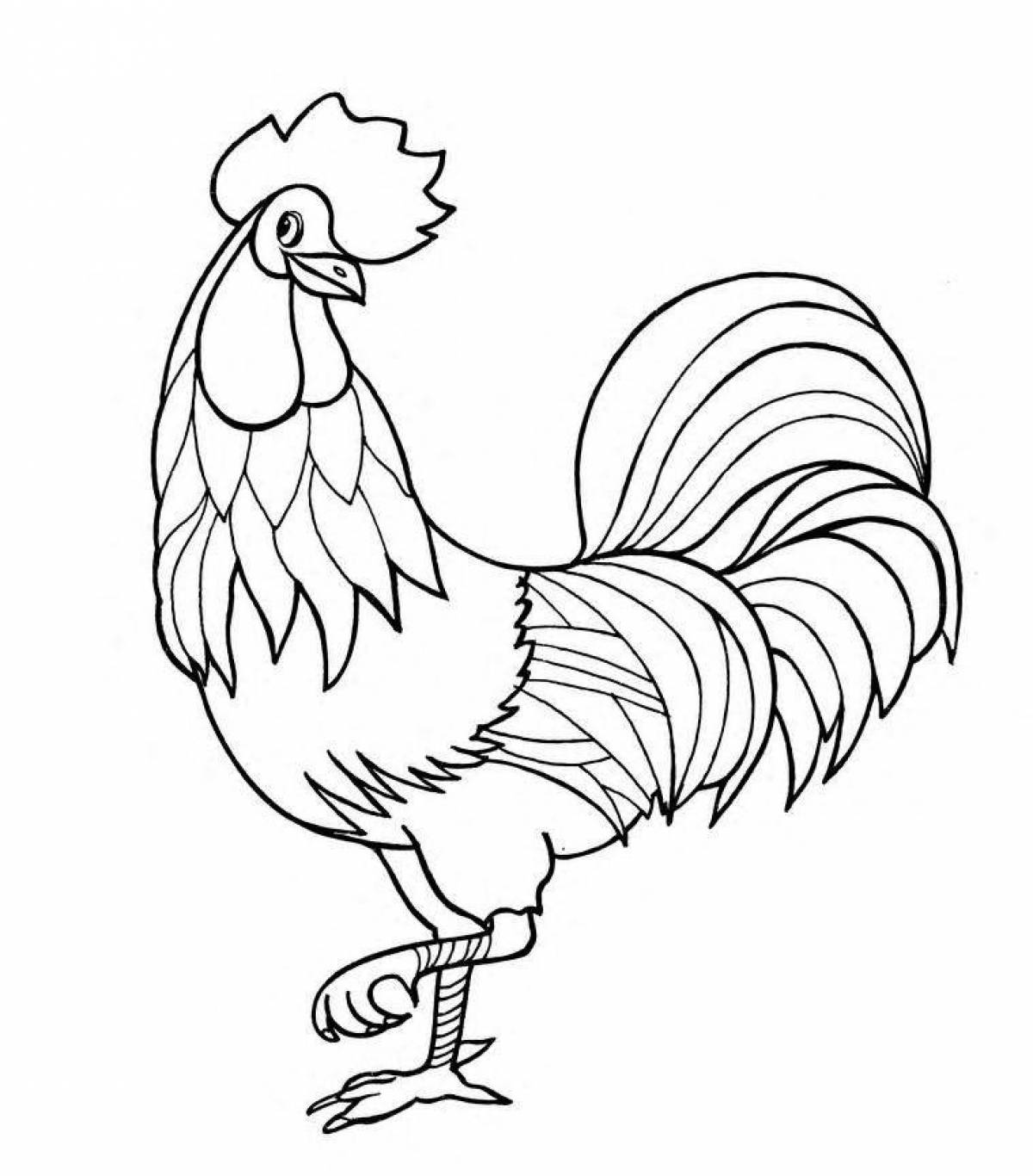 Children's cockerel coloring pages for kids