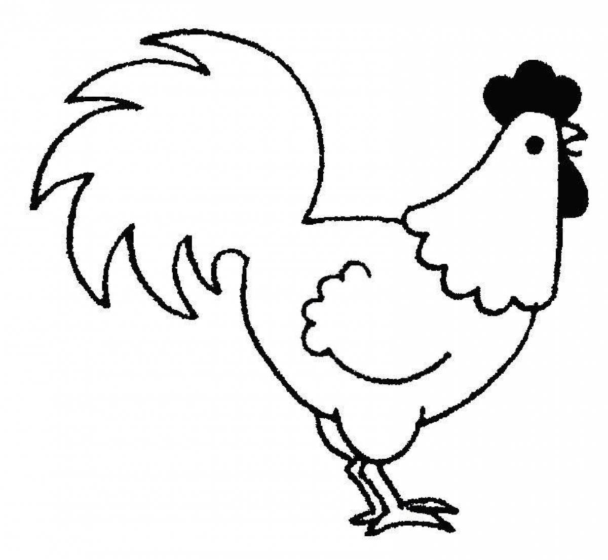 Sparkling Cockerel Coloring Page for Toddlers