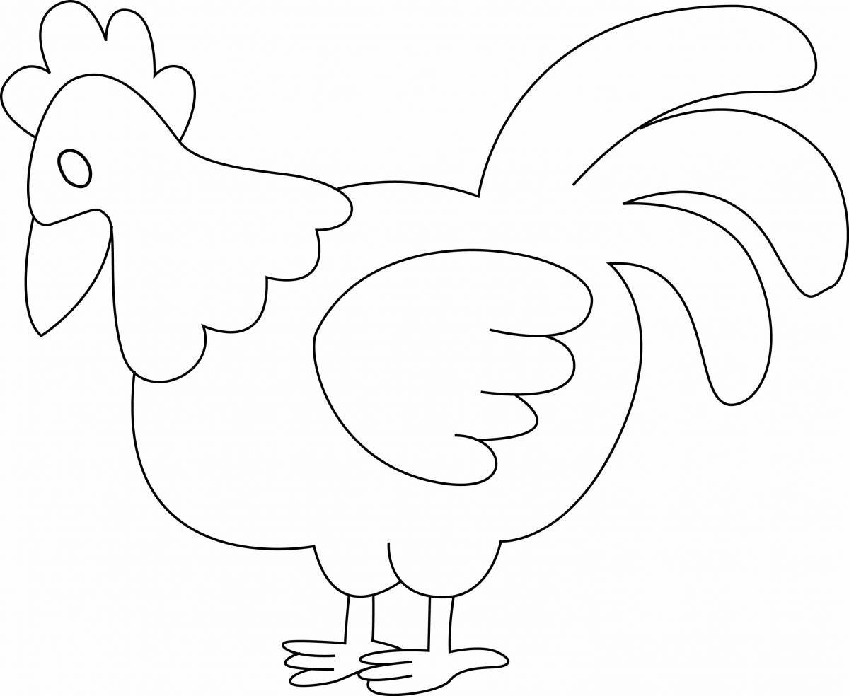 Colouring funny cockerel for kids