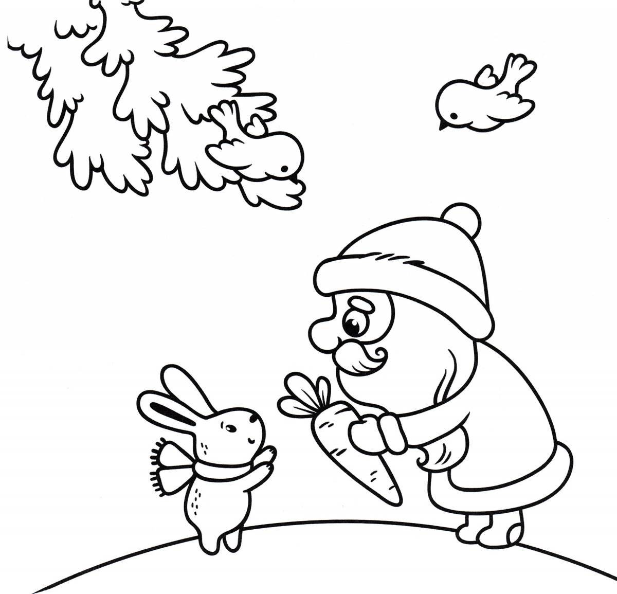 Christmas bunny colorful coloring book