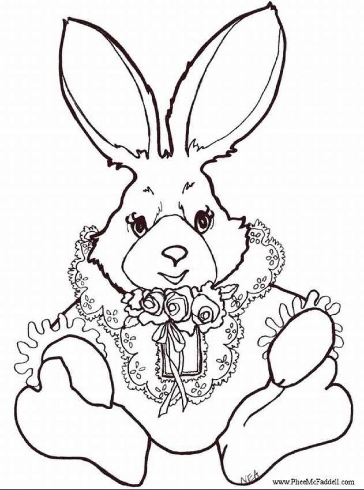 Christmas bunny coloring page