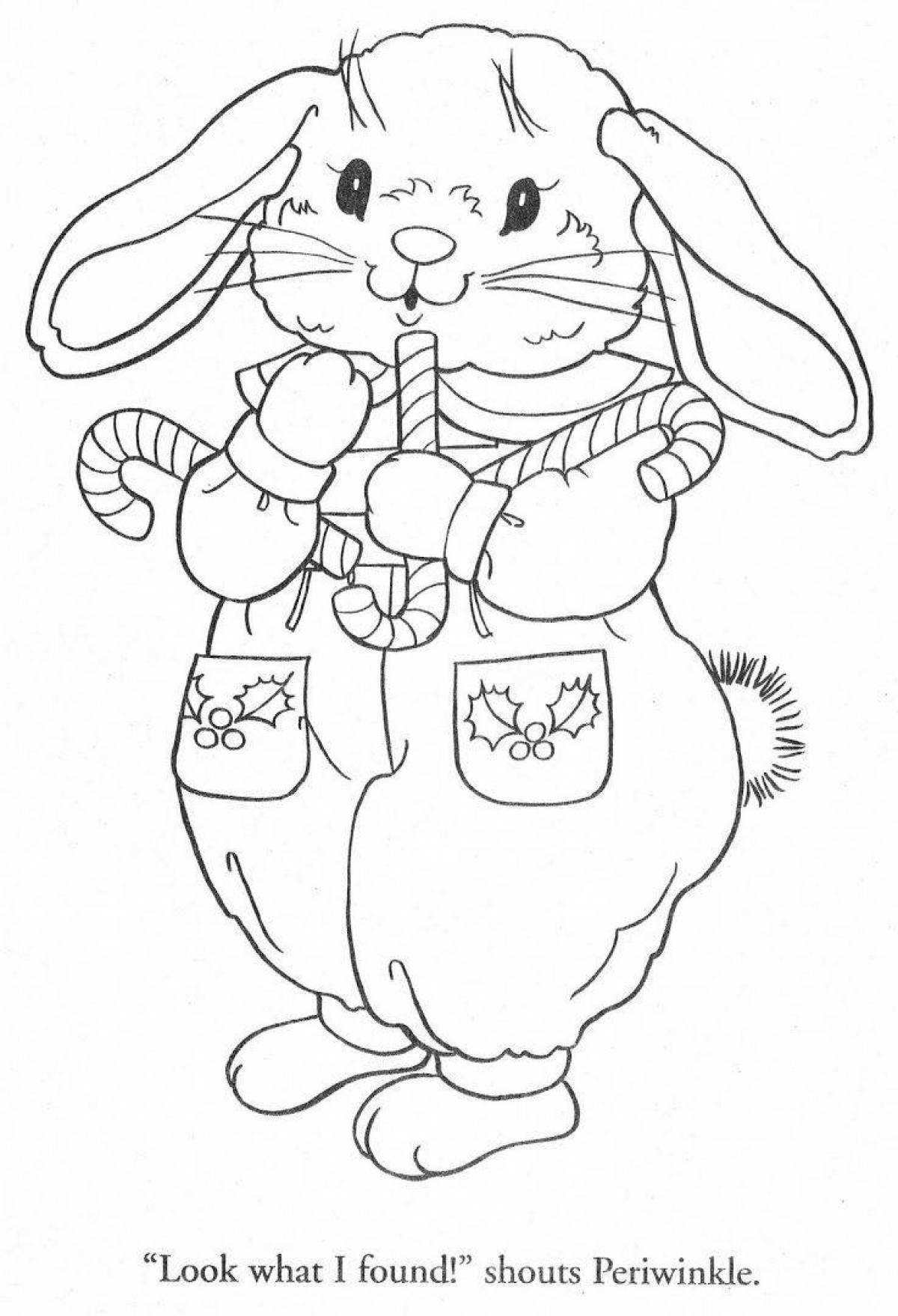Christmas bunny playful coloring book