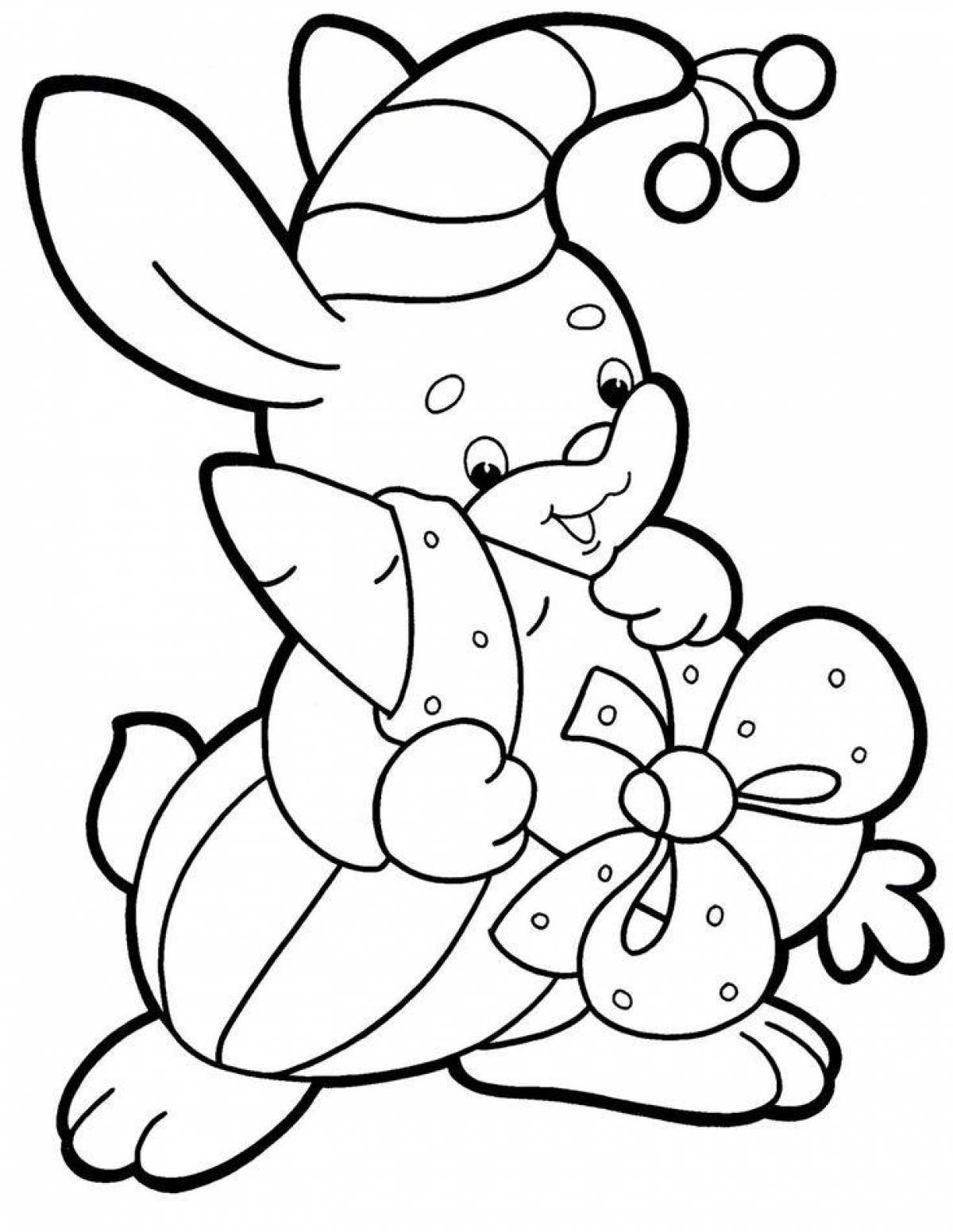 Irresistible Christmas rabbit coloring book
