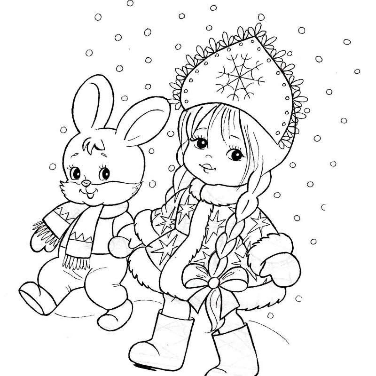 Luminous Christmas Bunny coloring book