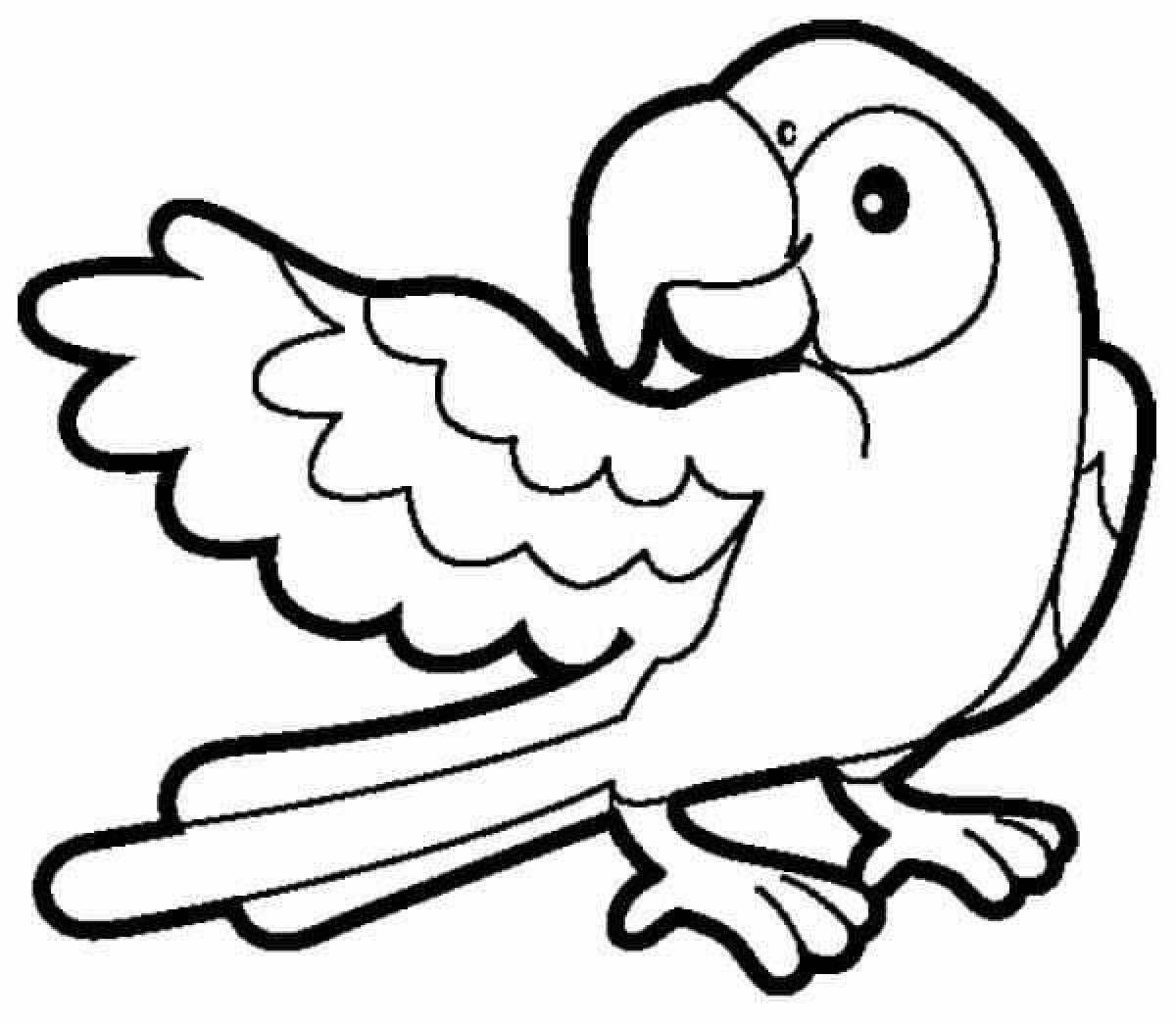 Радостный попугай раскраски для детей