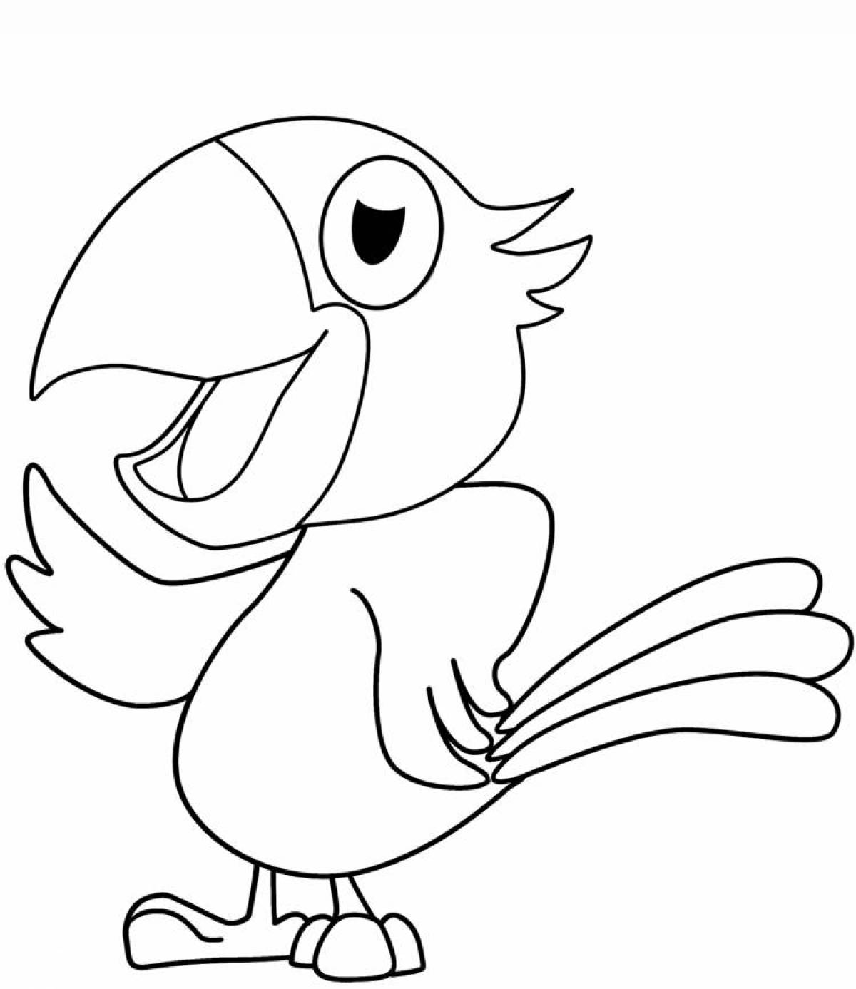 Fun coloring book parrot for kids