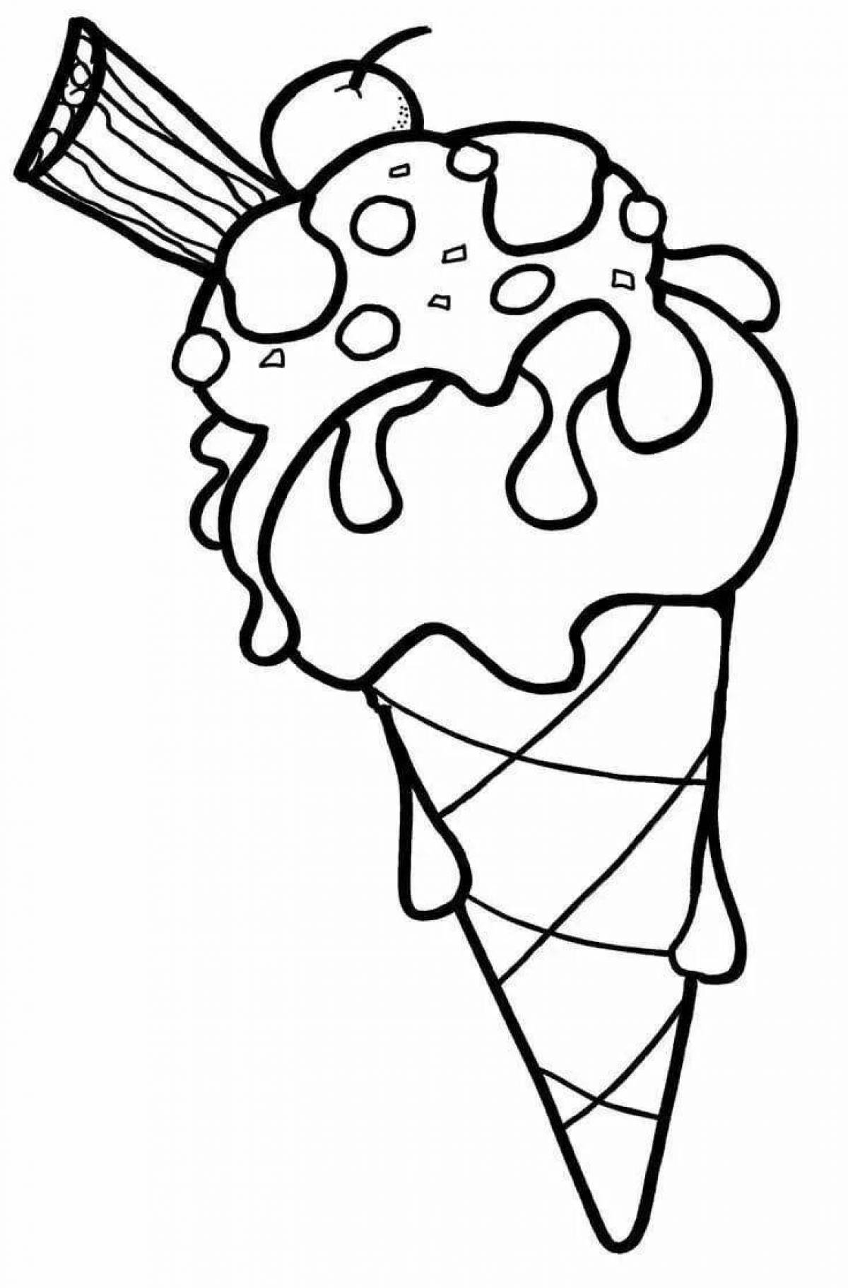 Игривая страница раскраски мороженого для детей
