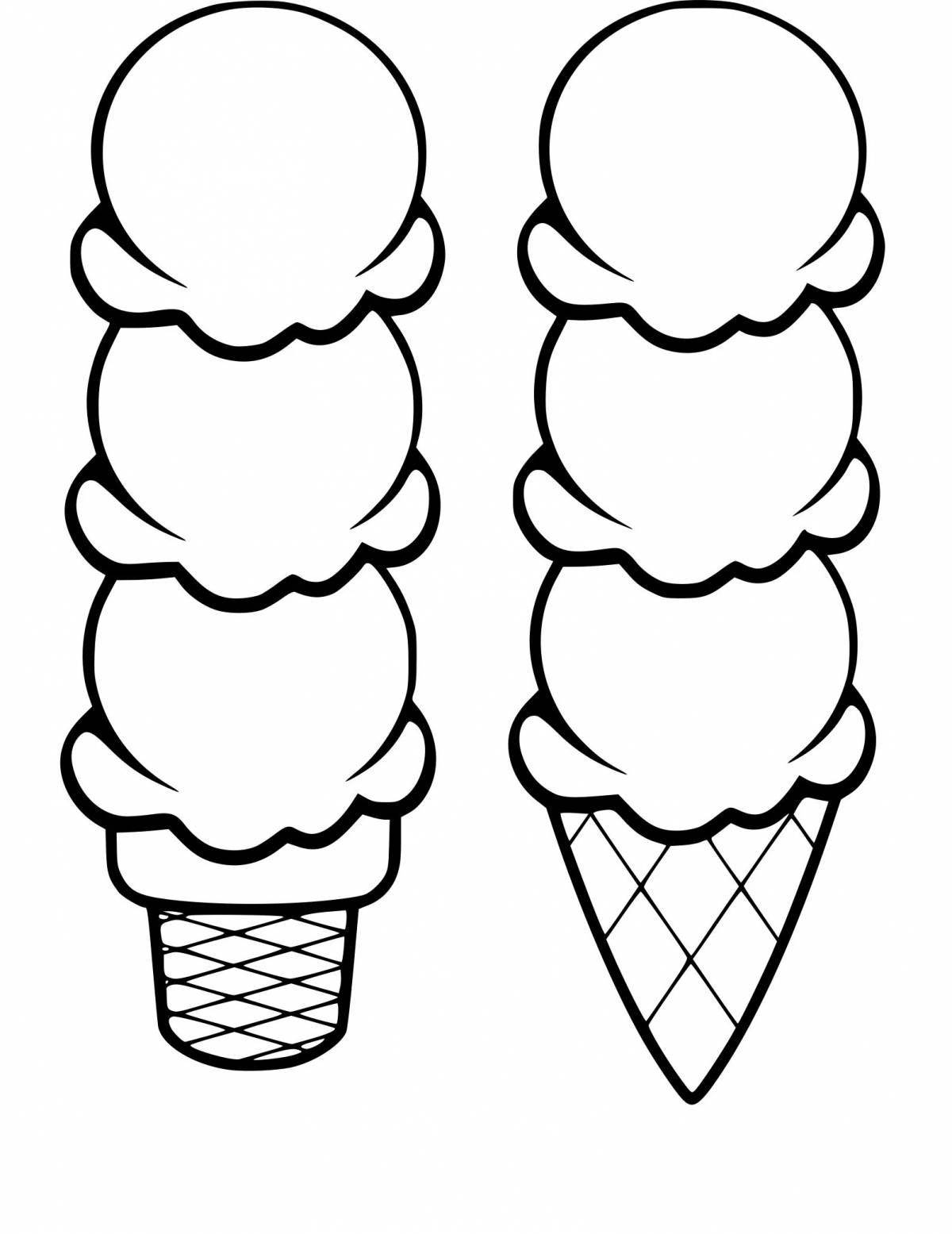 Funky ice cream coloring page for kids